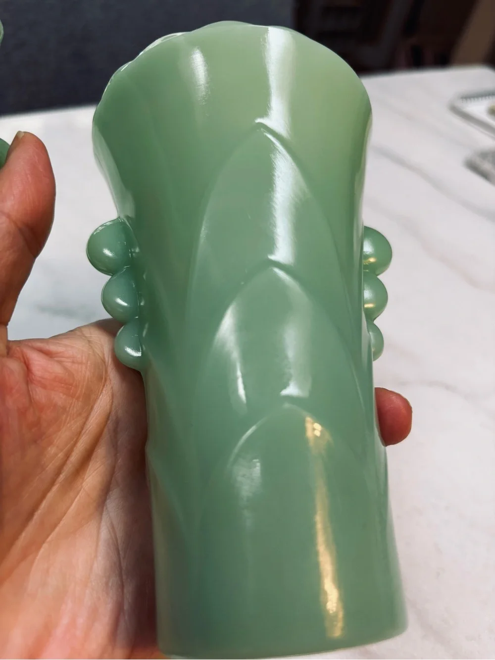 Fire King Jade Green Scalloped Bud Vases - Pair